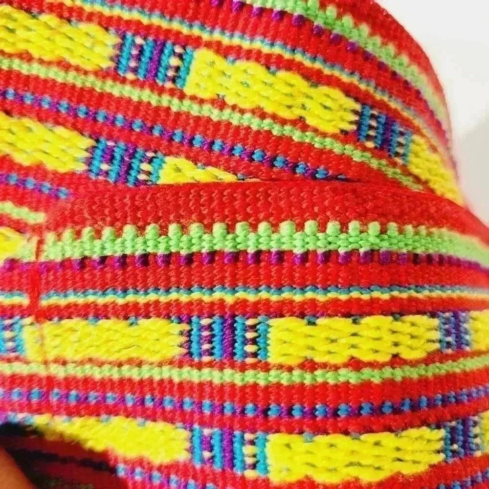 Vintage Rainbow Blue Yellow Red Woven Belt Hand Crafted 34 1/2" Long - Picture 7 of 10